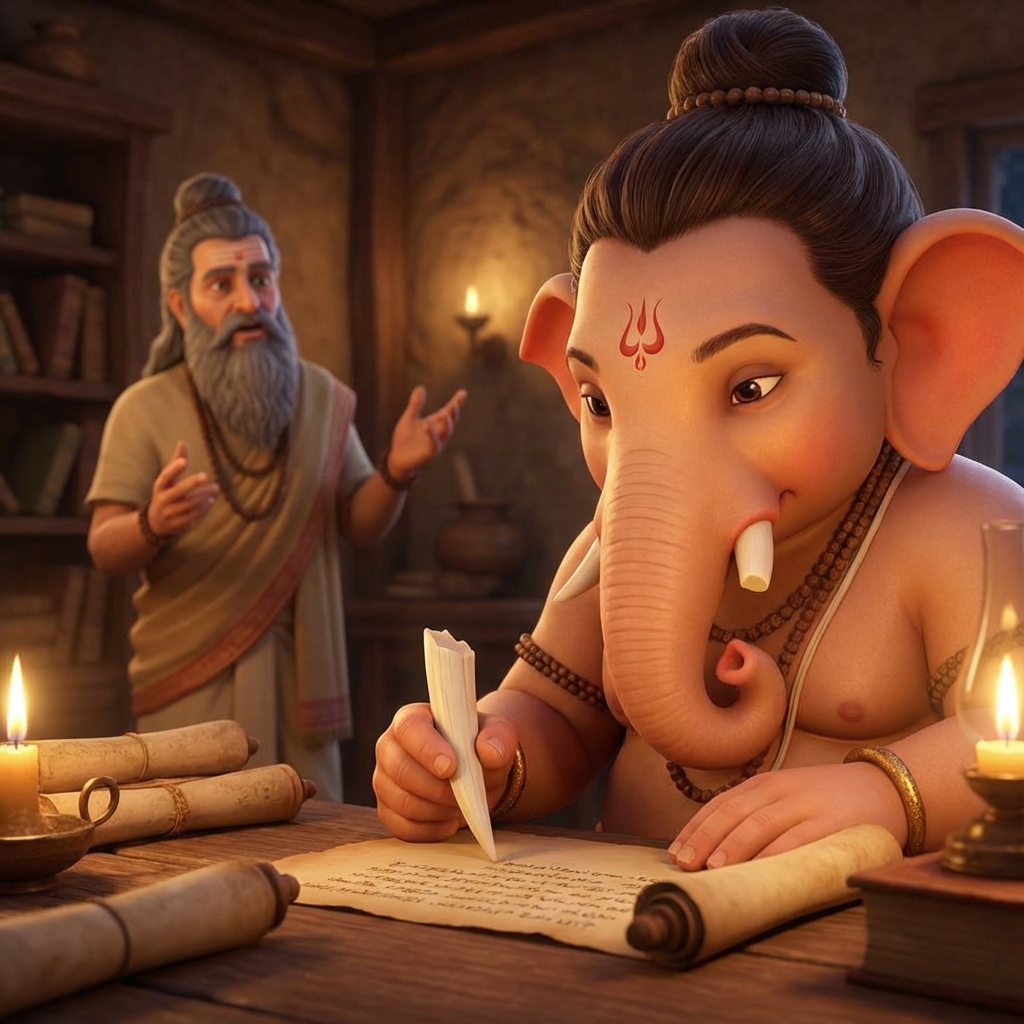 Lord Ganesha writing Mahabharata