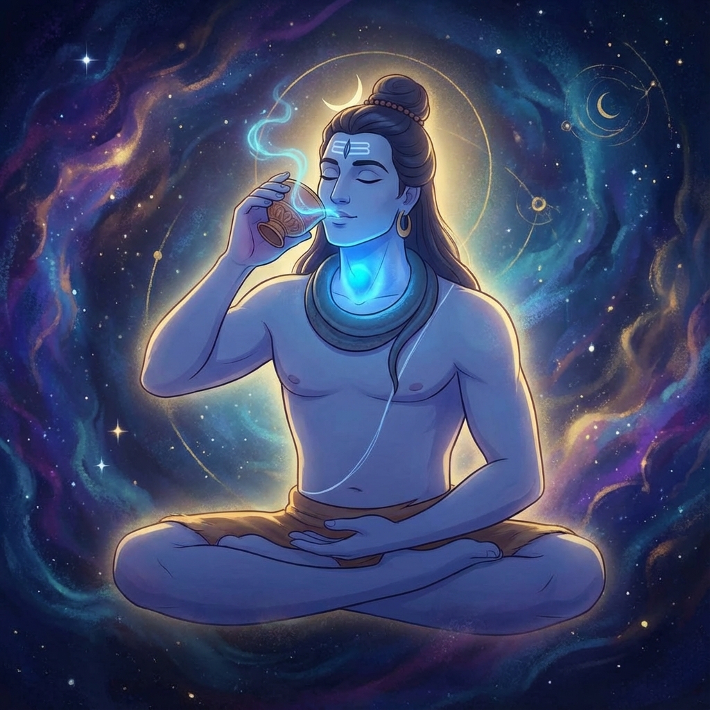 Lord Shiva drinking Halahala